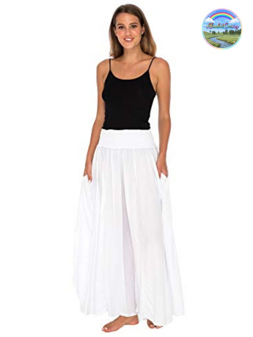 Boho Wide Leg Palazzo Pants Smocked Waist Rayon Lounge Beach Trousers